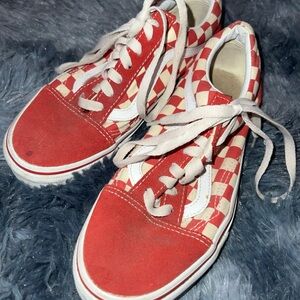 Vans Red and White Checkered Sneakers